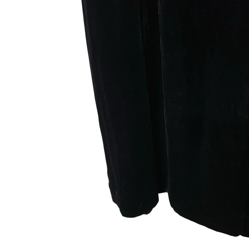 COS NWT black gathered velvet silk blend midi dress statement sleeve minimalist - Picture 8 of 13